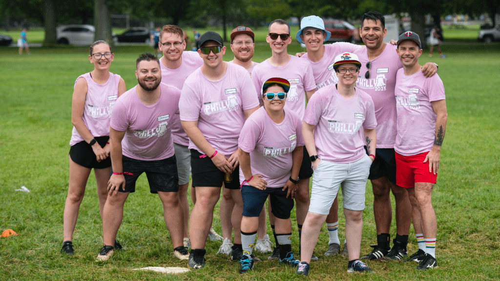 Group of Stonewall players in pink